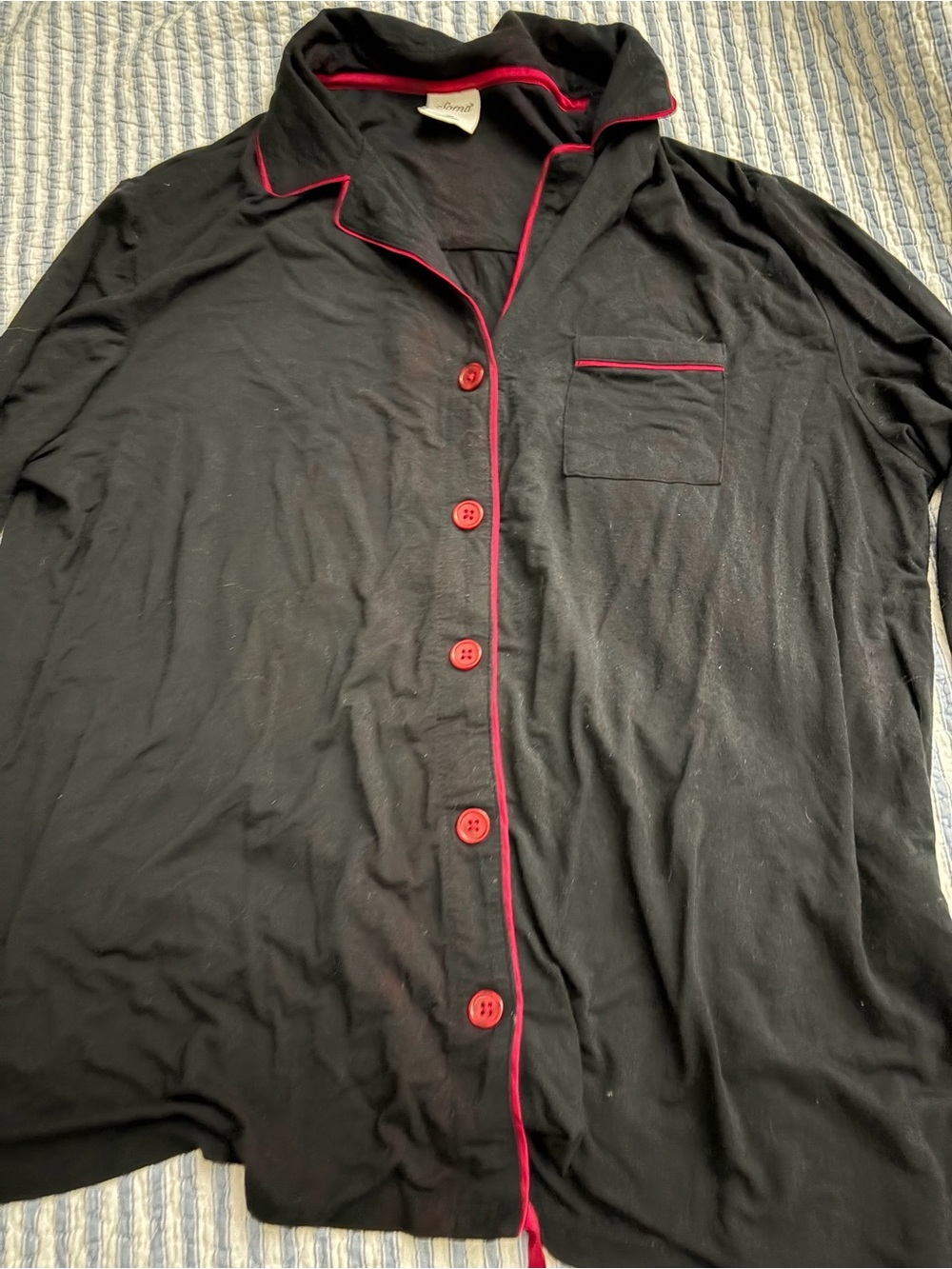 Soma cool nights pajama set black with red trim